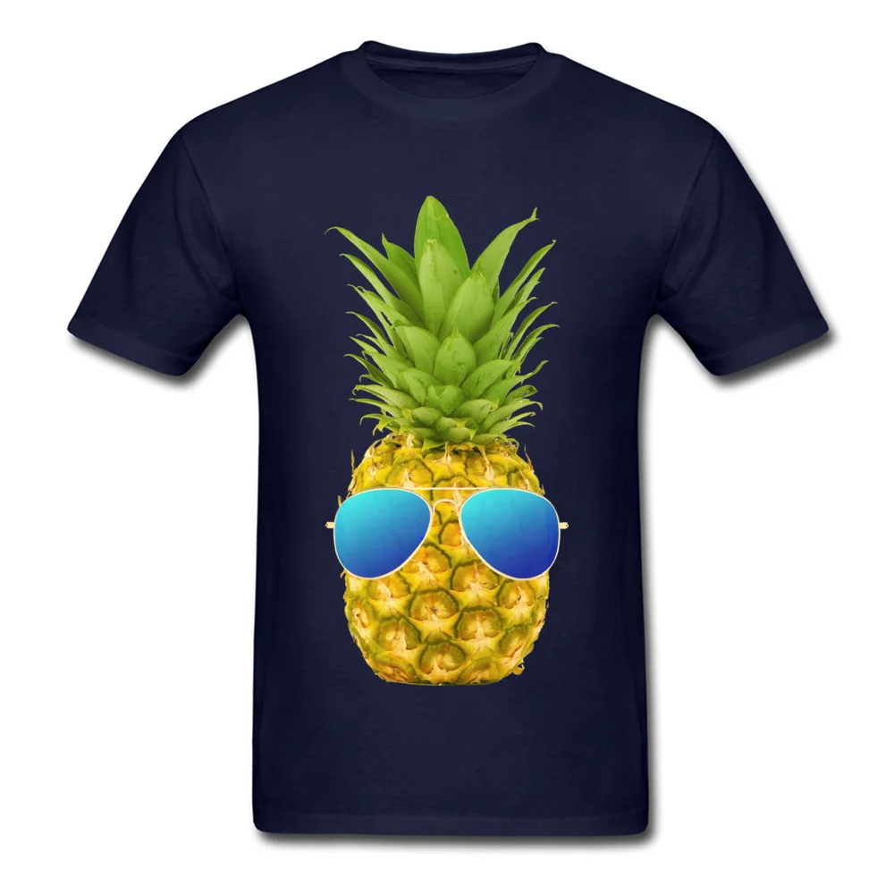 Cool Pineapple Men's 2018 Fashion Funny Tops Shirts Round Neck NEW YEAR DAY Cotton T Shirt Custom Short Sleeve T Shirts Cool Pineapple navy