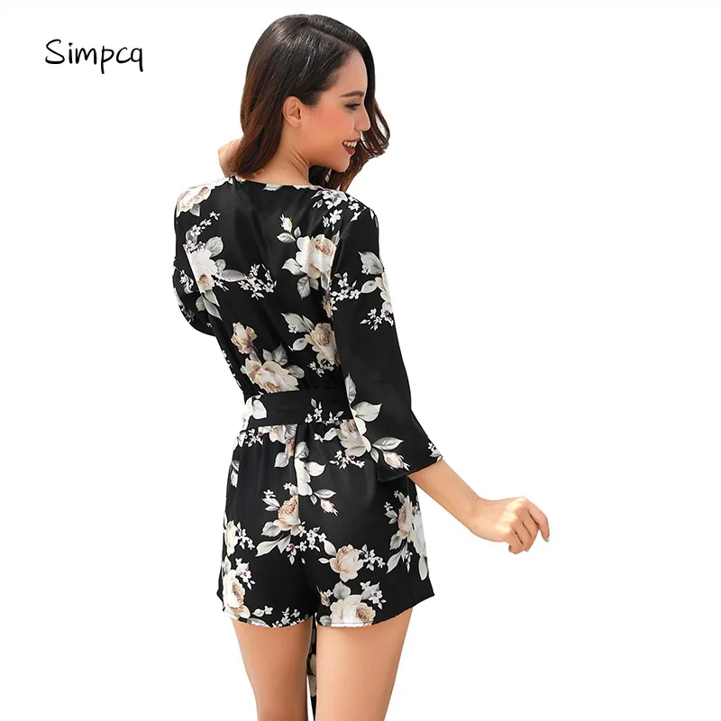 Body Cotton Catsuit Rushed Jumpsuit Women Simpcq Beach Style Womens Ladies V-neck Sleeve Summer Vertical Long Jacket Flack 2018 