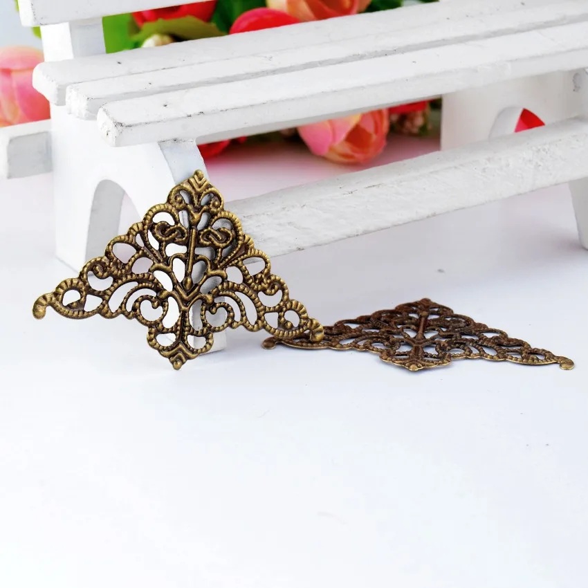 

Free shipping Retail 10Pcs Antique Bronze Filigree Wraps Connectors Metal Crafts Gift Decoration DIY Findings 5x3.2cm F0425