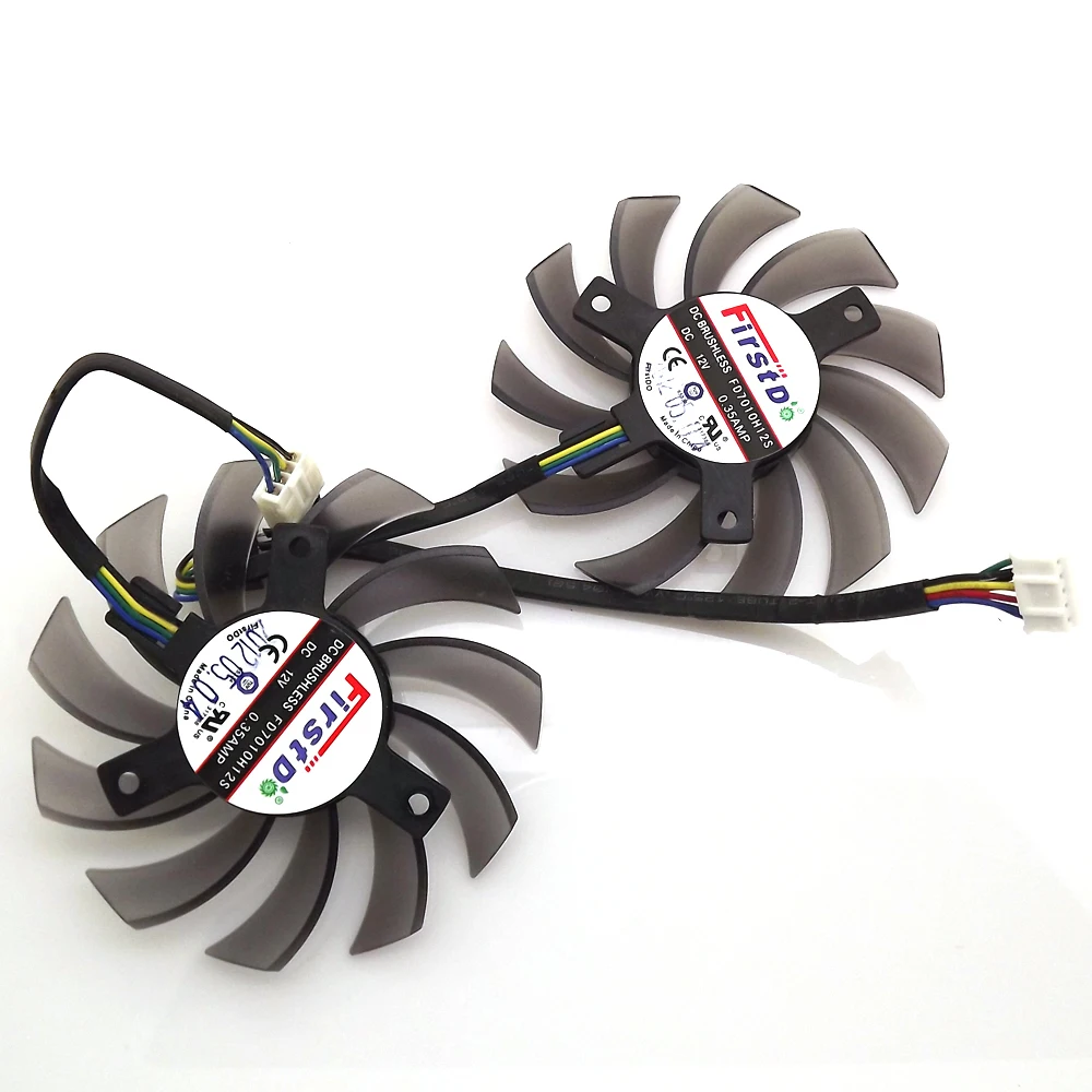 2pcs/lot FD7010H12S DC12V 0.35A 75mm VGA Fan For ASUS GTX690 GTX680 GTX670 GTX660TI HD7970 R9 270X GTX770 Graphics Card Fan 5Pin