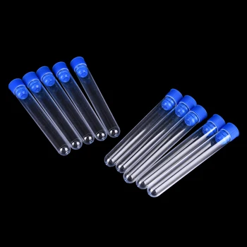 

10Pcs Clear Plastic 15*100mm Test Tubes Hard Plastic Test Tube With Wing Plug For Office School Supplies