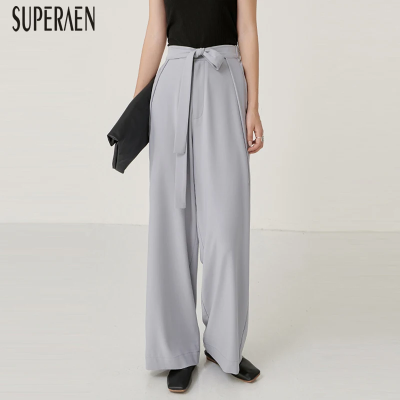 

SuperAen High Waist Casual Wide Leg Pants Women New 2019 Wild Ladies Long Pants Spring and Summer Solid Color Pants Female