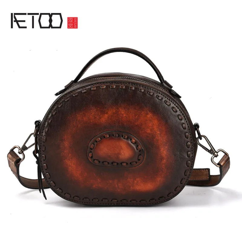 

AETOO New retro tree high leather handbags hand-washed ladies single shoulder diagonal cross-body leather casual
