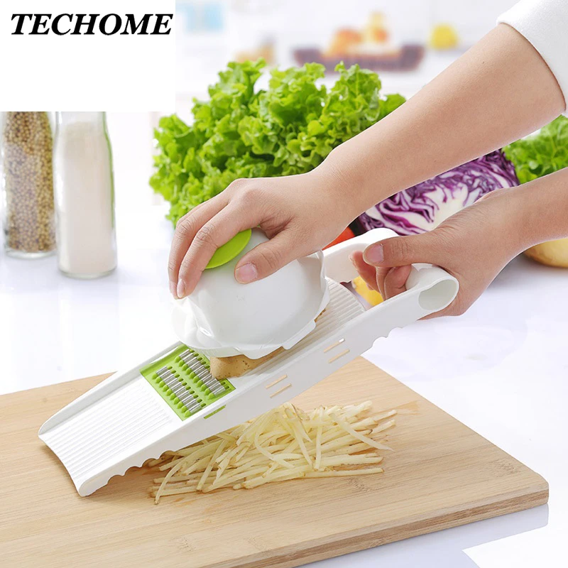 Multi function Vegetable Fruit Mandoline Slicers Cutter 5 in 1 Stainless Steel Blades Potato