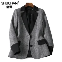 Shuchan Fashion Blazer Feminino Women's Jacket Autumn Winter 2019 New Items Designer Jacket Female Bleizer Mujer VS19A044