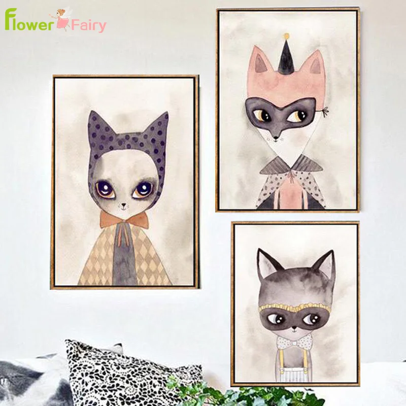 

Abstract Animal Cartoon Nordic Poster Baby Girl Room Home Decor For Living Room Wall Art Canvas Painting Pictures Print Unframed