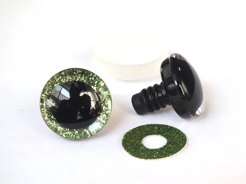 20pcs 12mm/14mm/16mm/20mm/25mm clear trapezoid plastic safety toy eyes + glitter Nonwovens -Can choose size and color 9