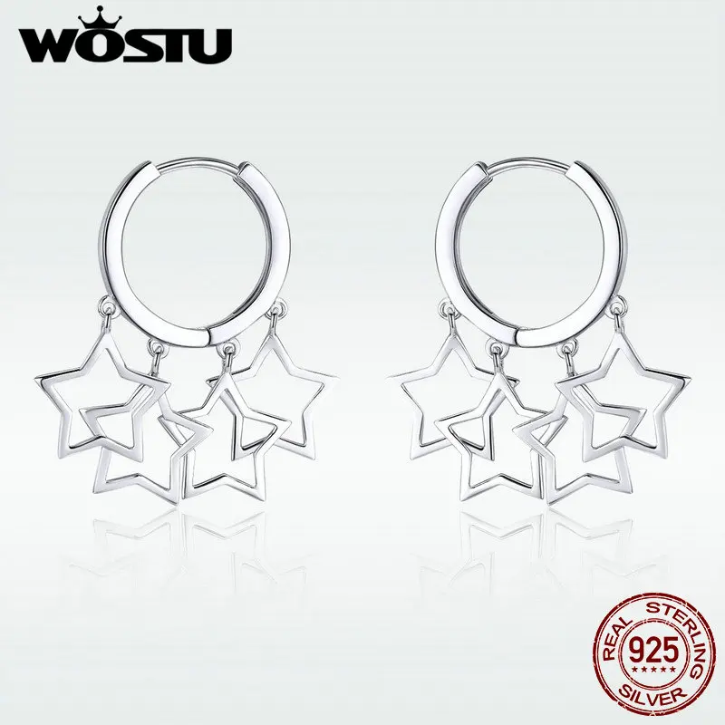 WOSTU Аутентичные 100% Стерлинговое Серебро 925 пробы Звездная игра Drop серьги для