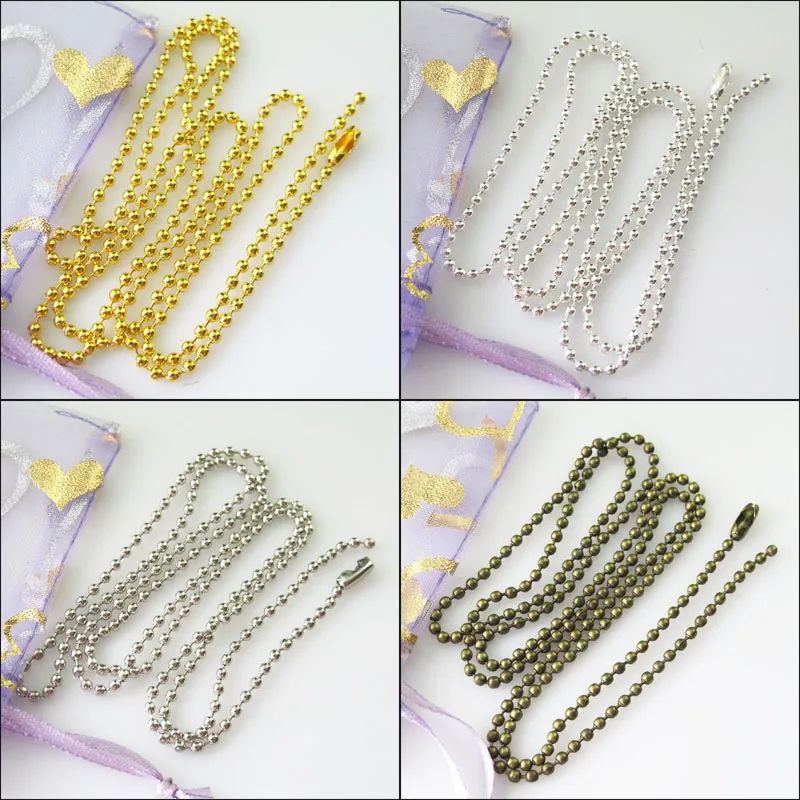 

New 4Strand Ball Chains Necklace 1.5mm beads w/connector Gold Silver Bronze Plated 70cm
