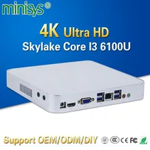 Thin client Intel core i3 6100U nettop 6th Gen skylake mini pc 4K HTPC office desktop computer for windows 10 HD GRaphics 520