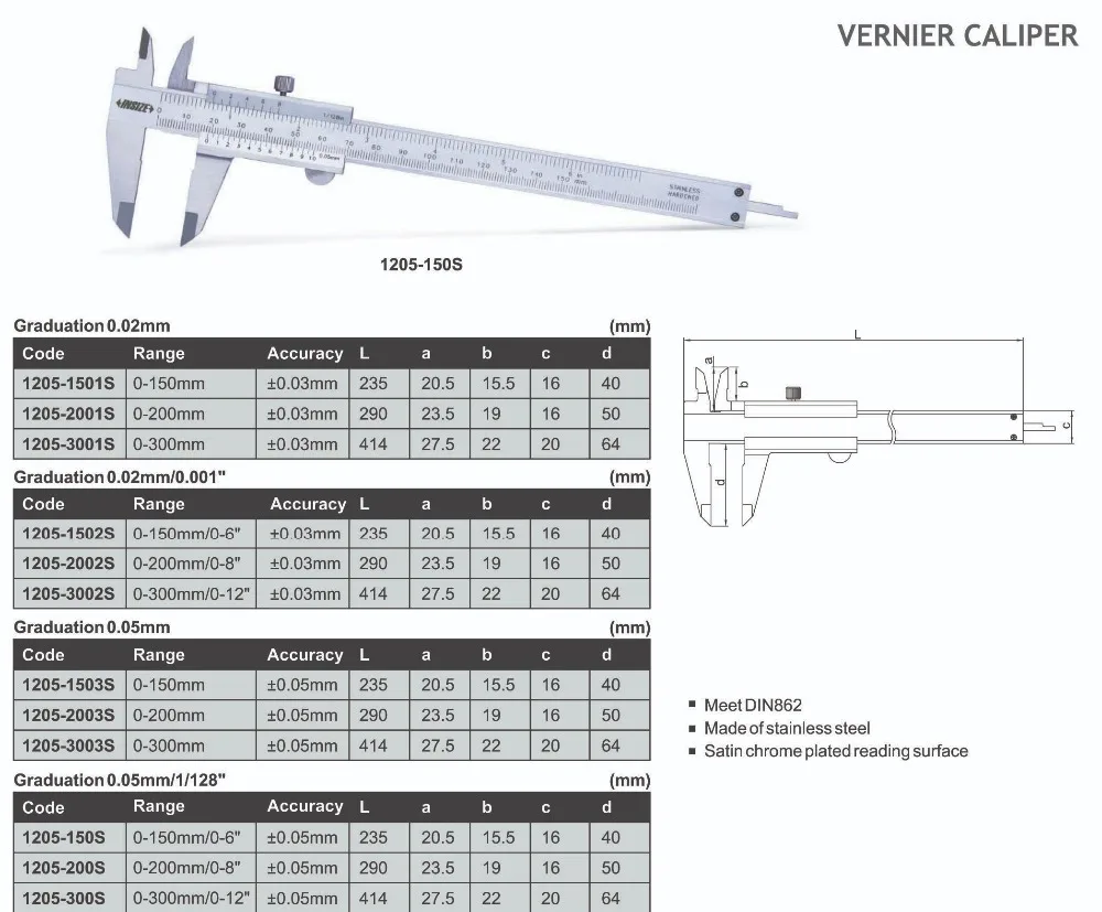 1205-1501S Insize дальномер 150 мм штангенциркуль CNC измерительные инструменты