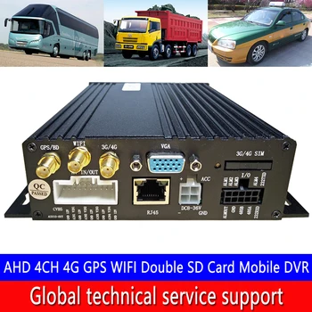 

Remote positioning monitoring host AHD 4CH 4G GPS WIFI dual SD card mobile DVR cash transport vehicle / trailer / ship PAL/NTSC