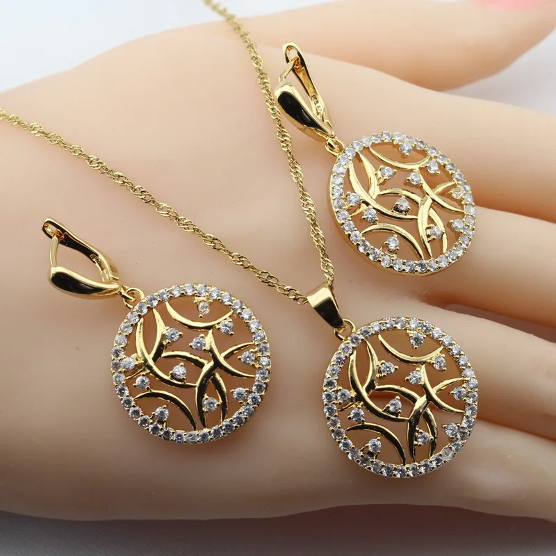 Белый кубический цирконий ожерелье кулон циркониевые серьги ААА розовое золото ювелирные наборы для женщин подарочная коробка