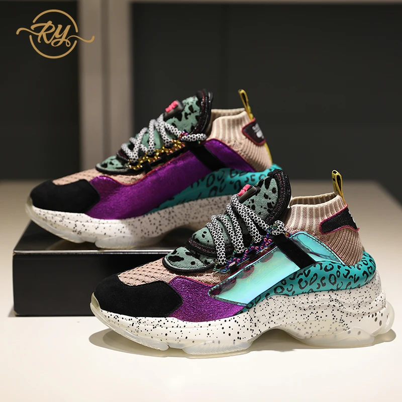 

RY-relaa increased fashion women's shoes 2019 new ins style wild color matching net red street shooting female casual shoes