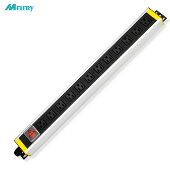 

1.5U PDU Power Strip Cabinet Distribution Unit Socket 12 US Plug Outlets Overload Protection with Switch 2m Extension Cord