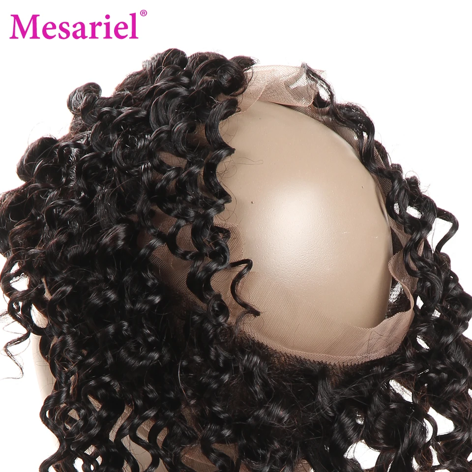 Mesariel Brazilian Deep Wave 360 Free Part Lace Frontal Closure 100% Non-Remy Human Hair Natural Color 10-20 Inch