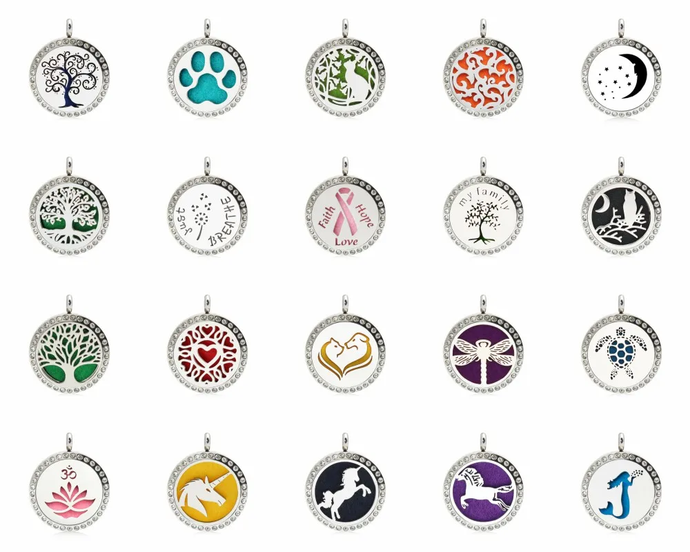 

Unicorn Mermaid 25mm Rhinestone Stainless Steel Aromatherapy Perfume Diffuser Locket Necklace Chain Pendant Jewelry 10pcs Pads