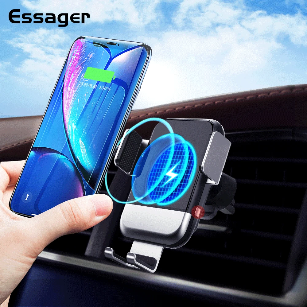 Essager Touch Sensor Qi Car Wireless Charger For iPhone Xs Max X Samsung S9 10W Fast Wireless Car Charger Charging Mount Holder Essager Touch Sensor Qi Car Wireless Charger For iPhone Xs Max X Samsung S9 10W Fast Wireless Car Charger Charging Mount Holder