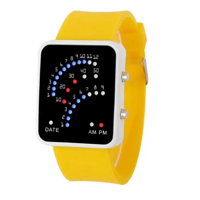 Горячая Распродажа повседневные Модные простые женские мужские футуристические часы в японском стиле многоцветный светодиодный спортивные наручные часы relogio masculin - Цвет: Yellow