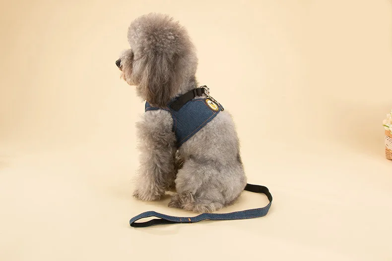 LAPLADOG Новое поступление шлейка и поводок для собак Одежда для маленькой собаки джинсы жилет поводок Одежда для питомцев ZL88
