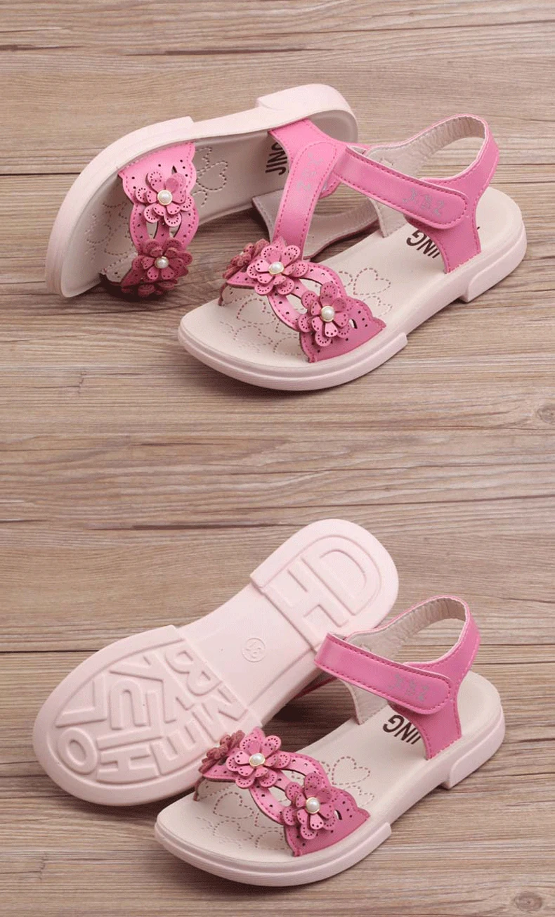 Мода г.; детские сандали для девочек; летняя спортивная обувь; Детские пляжные кожаные сандалии для девочек; обувь принцессы с цветами; KS437