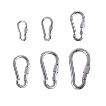 

OOTDTY Stainless Steel Carabiner With Screw Lock Snap Hook Safety Buckle EDC Keychain Climbing Carabiner