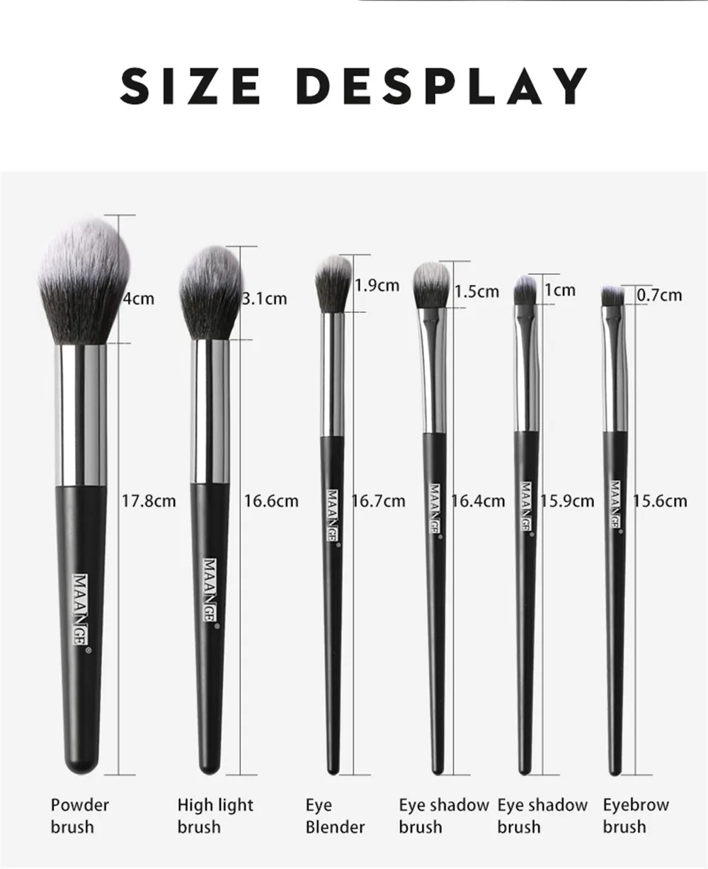 MAANGE 6 Pcs Makeup Brushes Set Blush Foundation Blending Eyebrow Eyeshadow Cosmetic Make Up Tool Kits Protable Makeup Brush