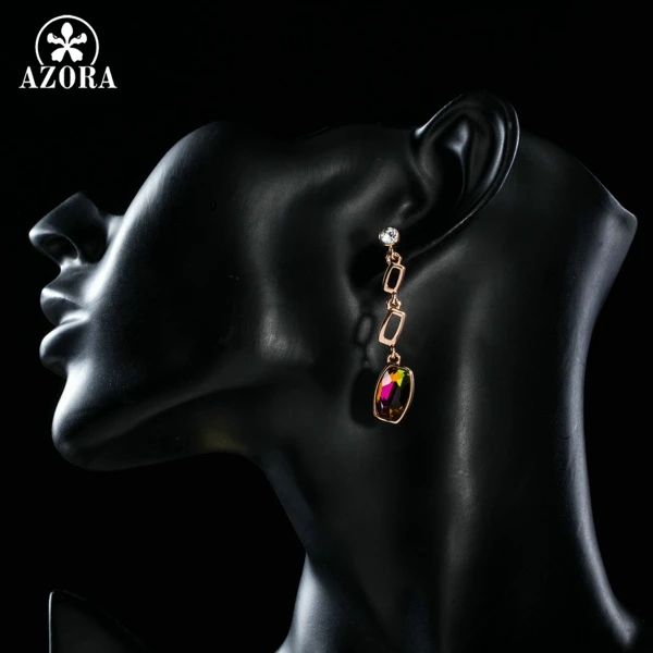 AZORA 2016 Lastest Design Gold Color Gradual Change Colour Stellux Austrian Crystal Drop Earrings TE0186