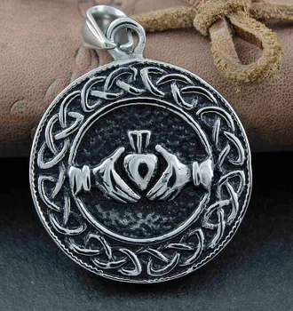 

Man Charm Stainless Steel Irish Claddagh Love Knot Pendant