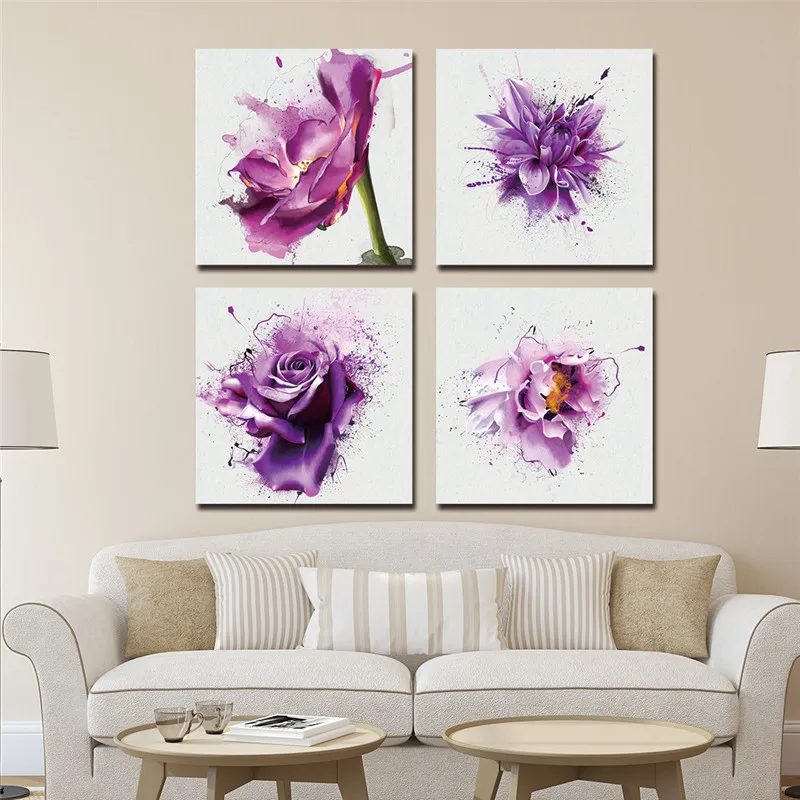 

Painting Picture Cuadros Decoracion Canvas Art Wall 3 Panel New Modern Purple Flower Decor For Living Room No Frame