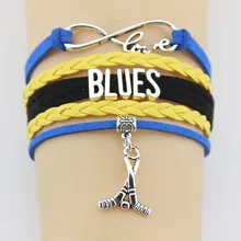 Модные браслеты в стиле блюз, хоккейные браслеты с подвесками, многослойная кожа, античный серебряный кулон, мужские и женские спортивные браслеты, ювелирные изделия