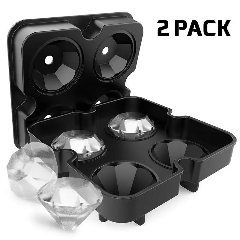 

Silicone Ice Cube Mold Trays Lids Chocolate Candy Whiskey Ice Cube Molds Diamond Ice Cube Mold Diamond Shaped Fun Decorations