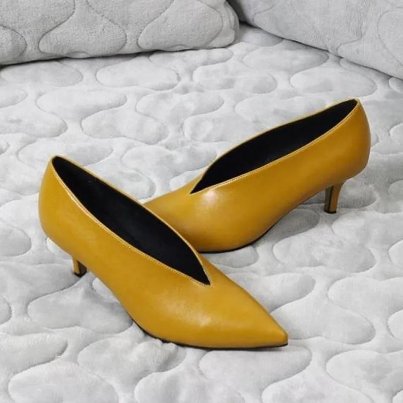 

2019 new autumn pointed v-port high heel women's shoes Fashion sexy heels Suede mid heel shoes women pumps