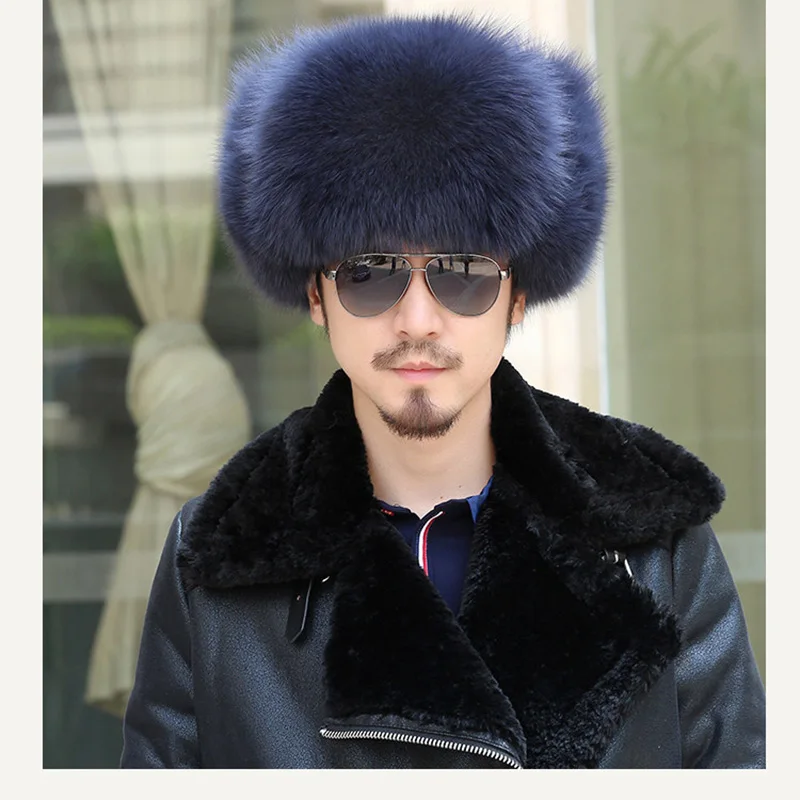 Лидер продаж, Высококачественная Роскошная меховая шапка, мужская шапка из лисьего меха Lei Feng, шапка с ушками, меховая шапка, необходимая для мужчин, шапка из енота