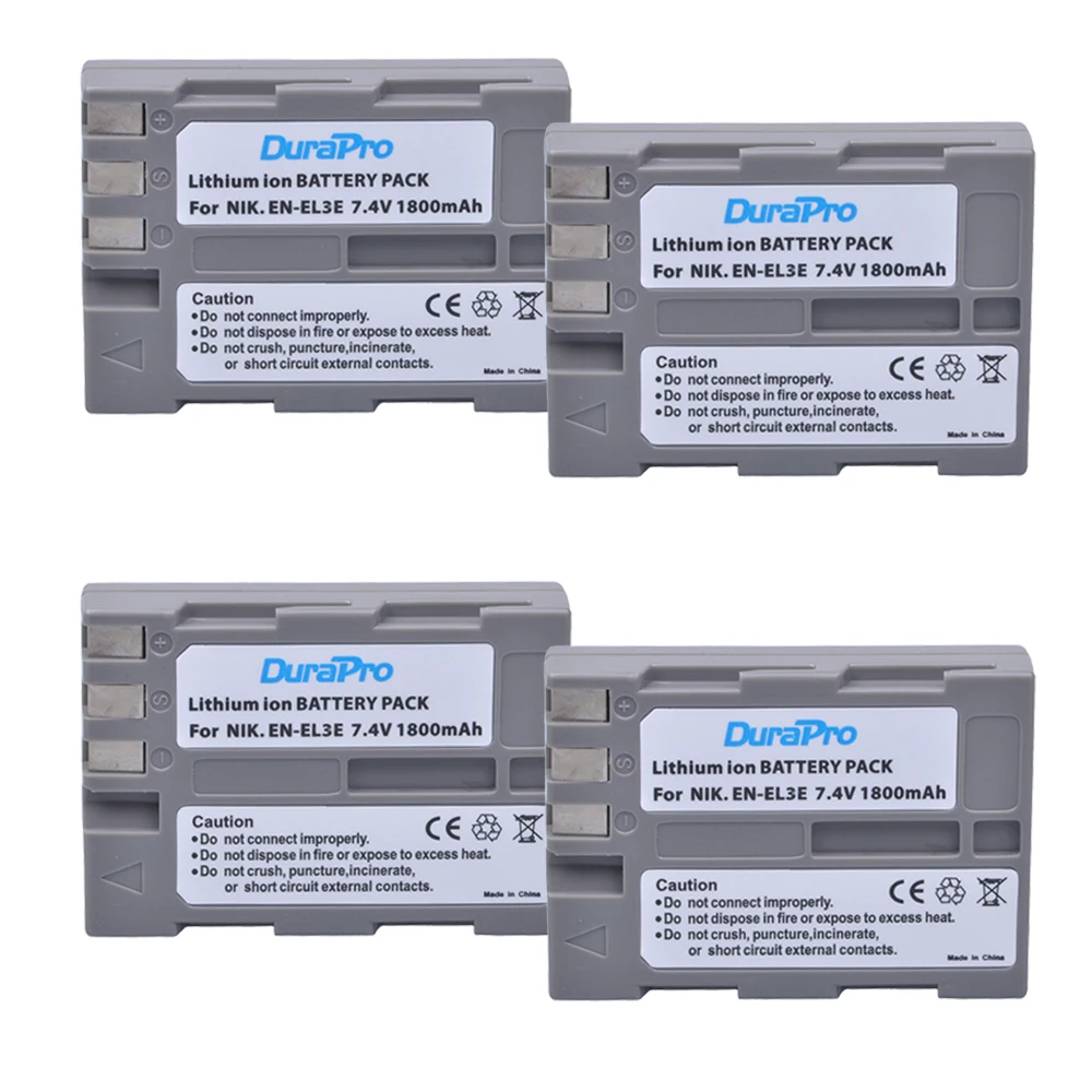 4 батареи DuraPro 7 В 1800 мАч для фотоаппарата Nikon D300S D300 D100 D200 D700 D70S D80 D90 D50|battery for nikon|camera