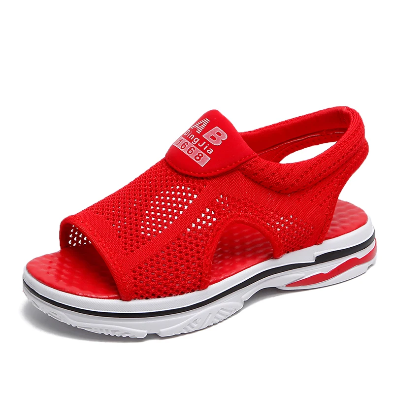

2019 summer new mesh soft bottom casual breathable running shoes flat student fish mouth shoes