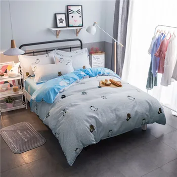 

Cat Cartoon Home Textile Printed Bedding Set Bed Cover Bed Sheet Duvet Cover Pillowcase Bed Linen Bedclothes Queen Teen Adult