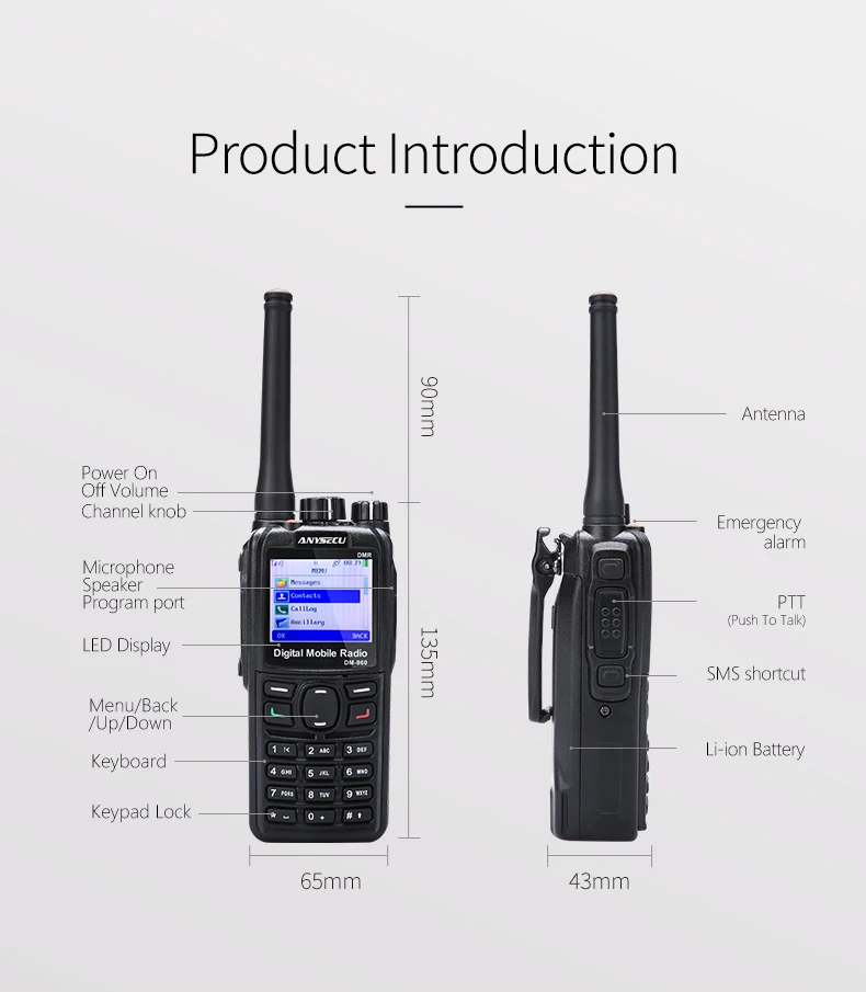 Anysecu DM960/DM 960 TDMA DMR цифровой 2 способ радио UHF400 470MHZ 5 Вт двойной слот раз