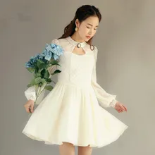 BOHOCHIC Women’s Artistical Original Design Socialite Lolita Style Hollow Out Lace Slim Swing Princess Dress AY0015C Boho Chic