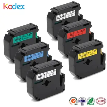 

Kodex 6pcs MK-221 9mm M tape combo set compatible Brother P-Touch label tape MK121 MK221 MK421 MK521 MK621 MK721 printer ribbons