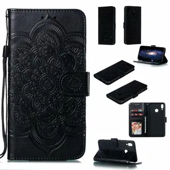 

100pcs/lot With Wallet Sun flower Print Flip Book Case for huawei P SMART PLUS 2019 Y6 Y7 Y9 Y5 2019 P Smart 2019 Honor 10Lite