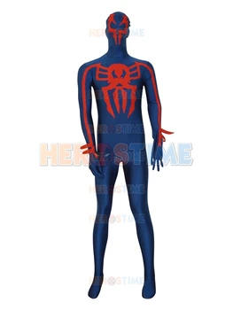 

Free Shipping Spider-man 2099 Navy Blue Spandex Custom Superhero Costume Fullbody Zentai Suit Halloween Costume Free Shipping