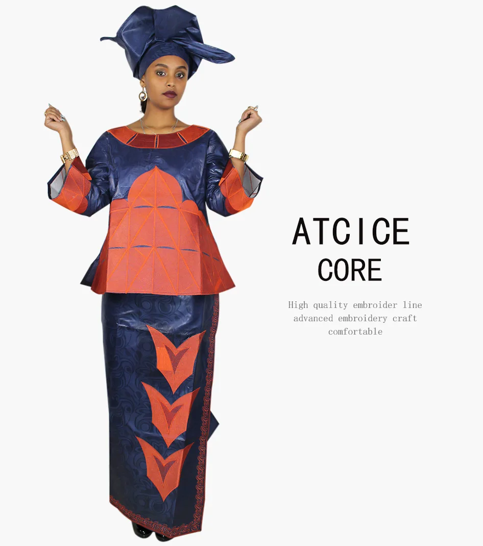Африканские платья для женщин хлопок Новая африканская мода DEISGN BAIZN RICHE вышивка традиционная африканская одежда