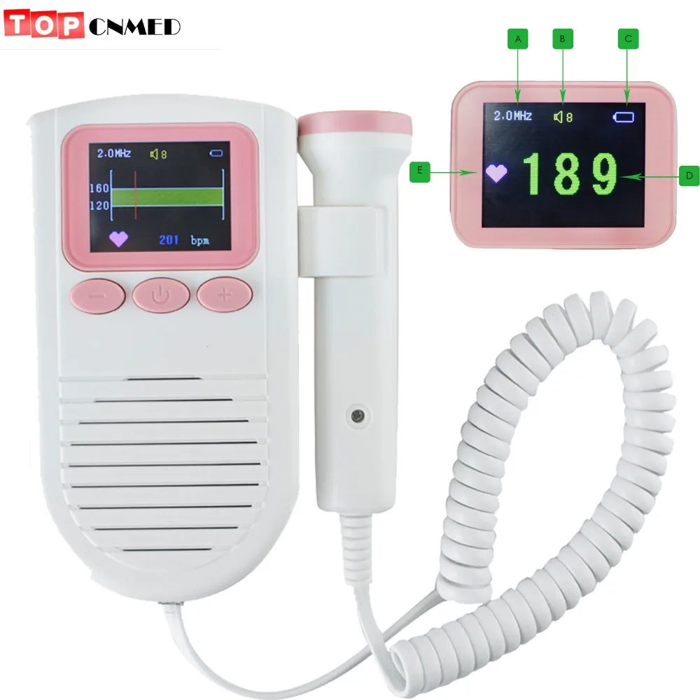 5off 2019 Fetal Doppler Portable ultrasound fetal heart monitor LCD