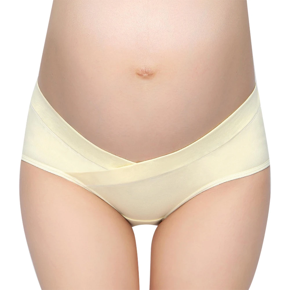 Мягкие воздухопроницаемые трусики для беременных женщин, бесшовное u-образное хлопковое белье, трусы FJ88 - Цвет: Light Yellow