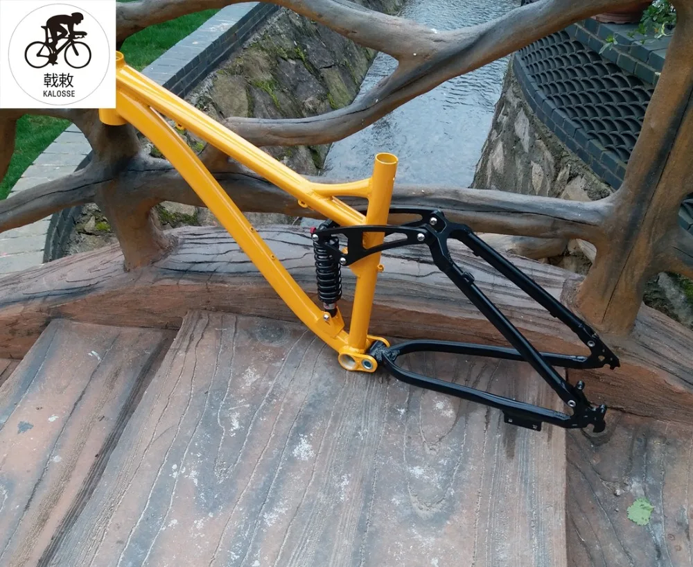 

Kalosse aluminum alloy full suspension bike frame 190mm travel 1-1/8 inch 26er bicycle frame Soft-tail frame