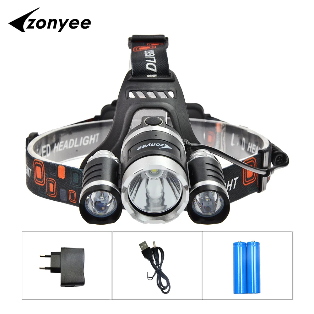 

10000LM XML 3T6 LED Headlight Headlamp Head Lamp Light 4-mode Powerful 18650 Rechargeable Torch Head + Charger for Fishing Light