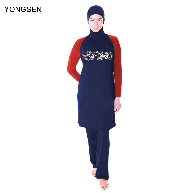 

YONGSEN Modest Swimwear for Muslim Plus Size Islamic Clothing Turkish Women Lady Long Clothing Muslim Female Swimsuit