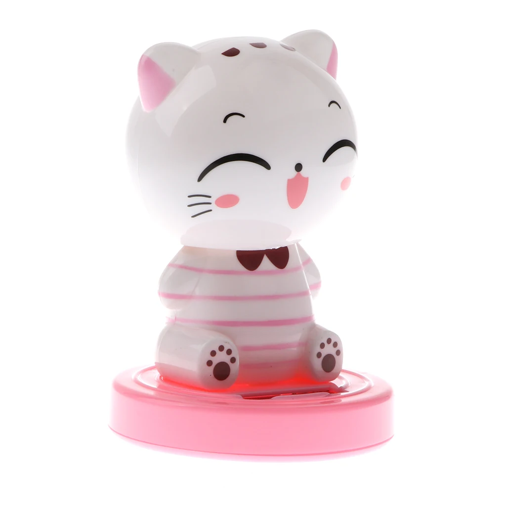 Kids Solar Powered Waving Hands Fortune Cat Kitten Animal Swinging Toy Car Home Ornament Decor Kids Xmas Gifts Gag Prank Toys