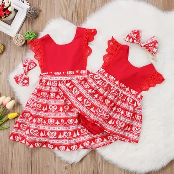 

Merry Christmas Baby Girls Toodler Kids Xmas Lace Romper Dress Party Dresses